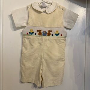 Yellow Smocked Easter Chick & Bunny Boy’s Jon Jon with matching shirt